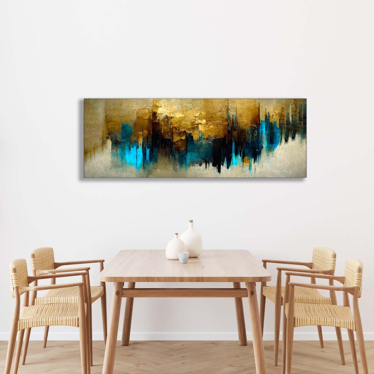 Gold and Blue Abstract-Canvas Wall art- Fine Art-3