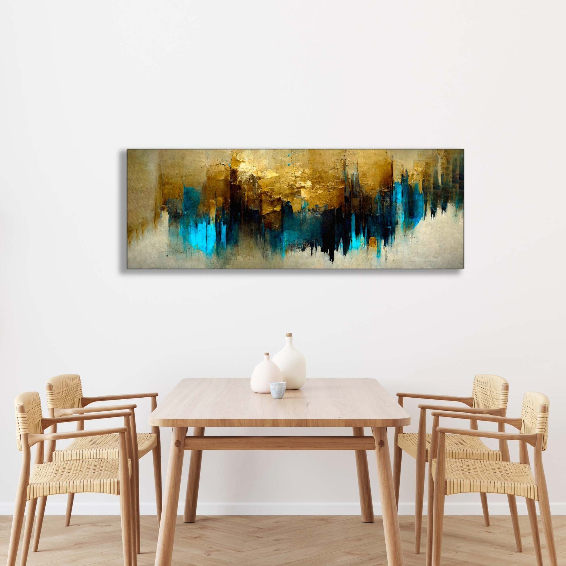Gold and Blue Abstract-Canvas Wall art- Fine Art-3