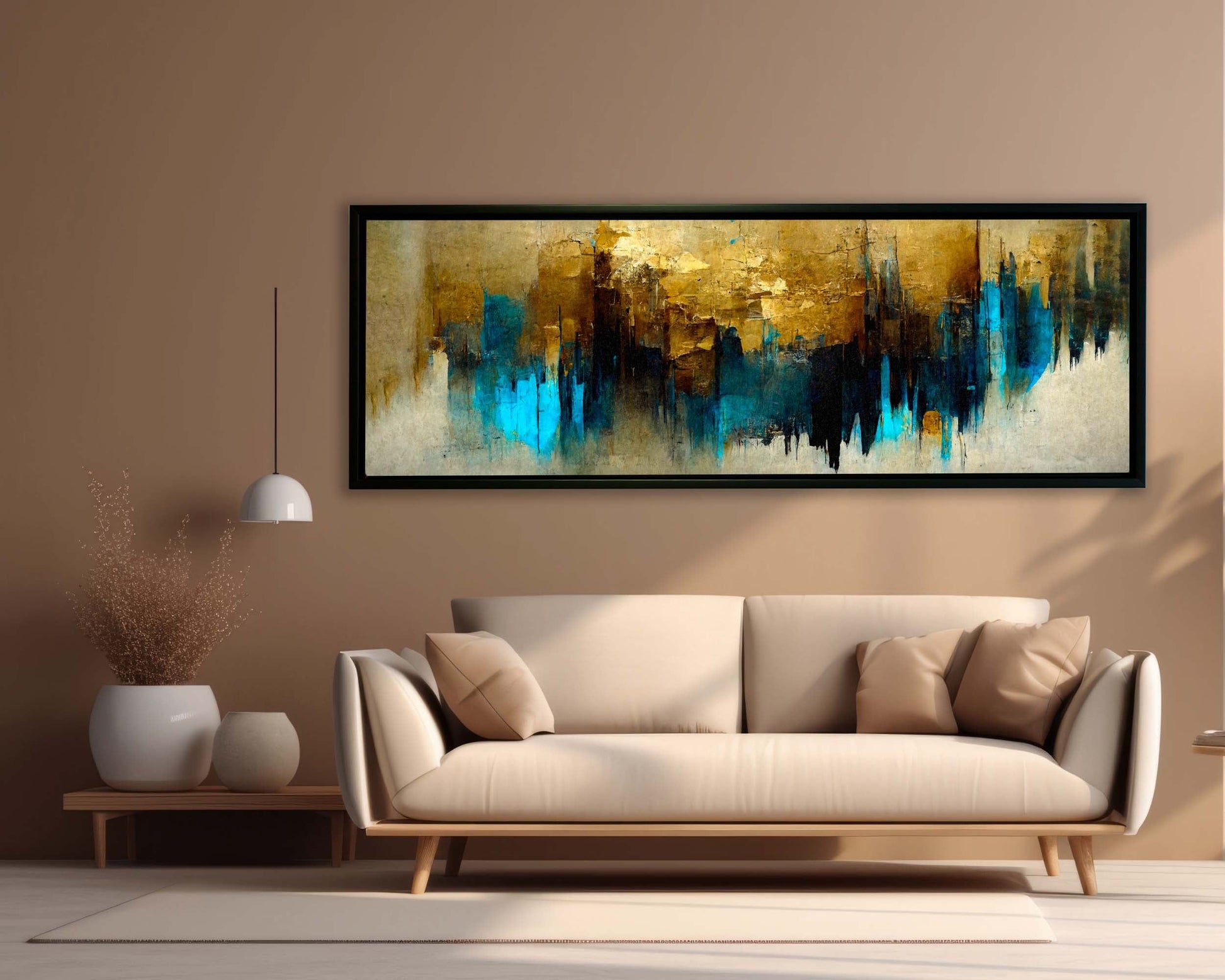 Gold and Blue Abstract-Canvas Wall art- Fine Art-2