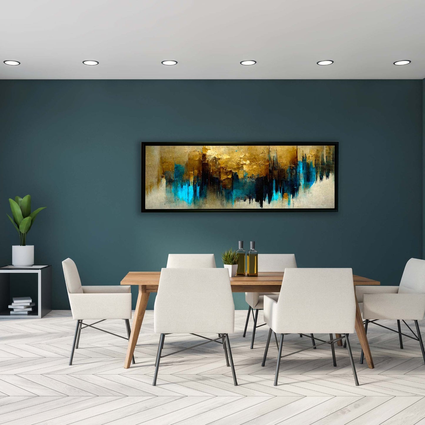 Gold and Blue Abstract-Canvas Wall art- Fine Art-4