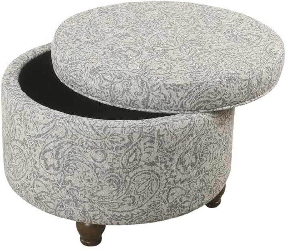 Gray Floral Storage Ottoman for Home Decor-3