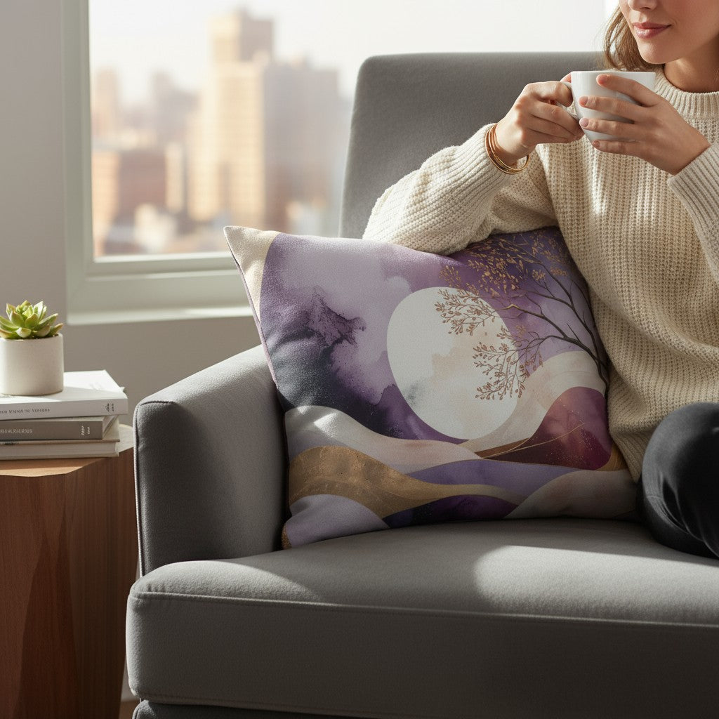 Graphikar Prints® — “Golden Moon Serenity Pillow”