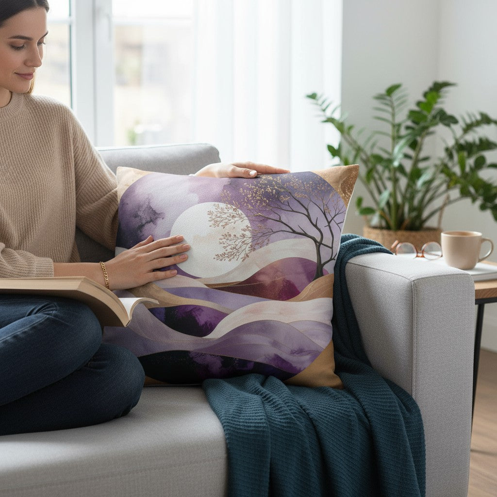 Graphikar Prints® — “Golden Moon Serenity Pillow”