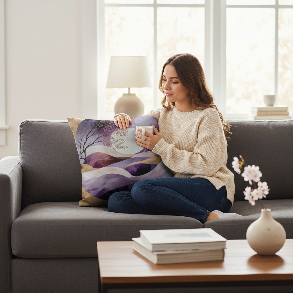 Graphikar Prints® — “Golden Moon Serenity Pillow”