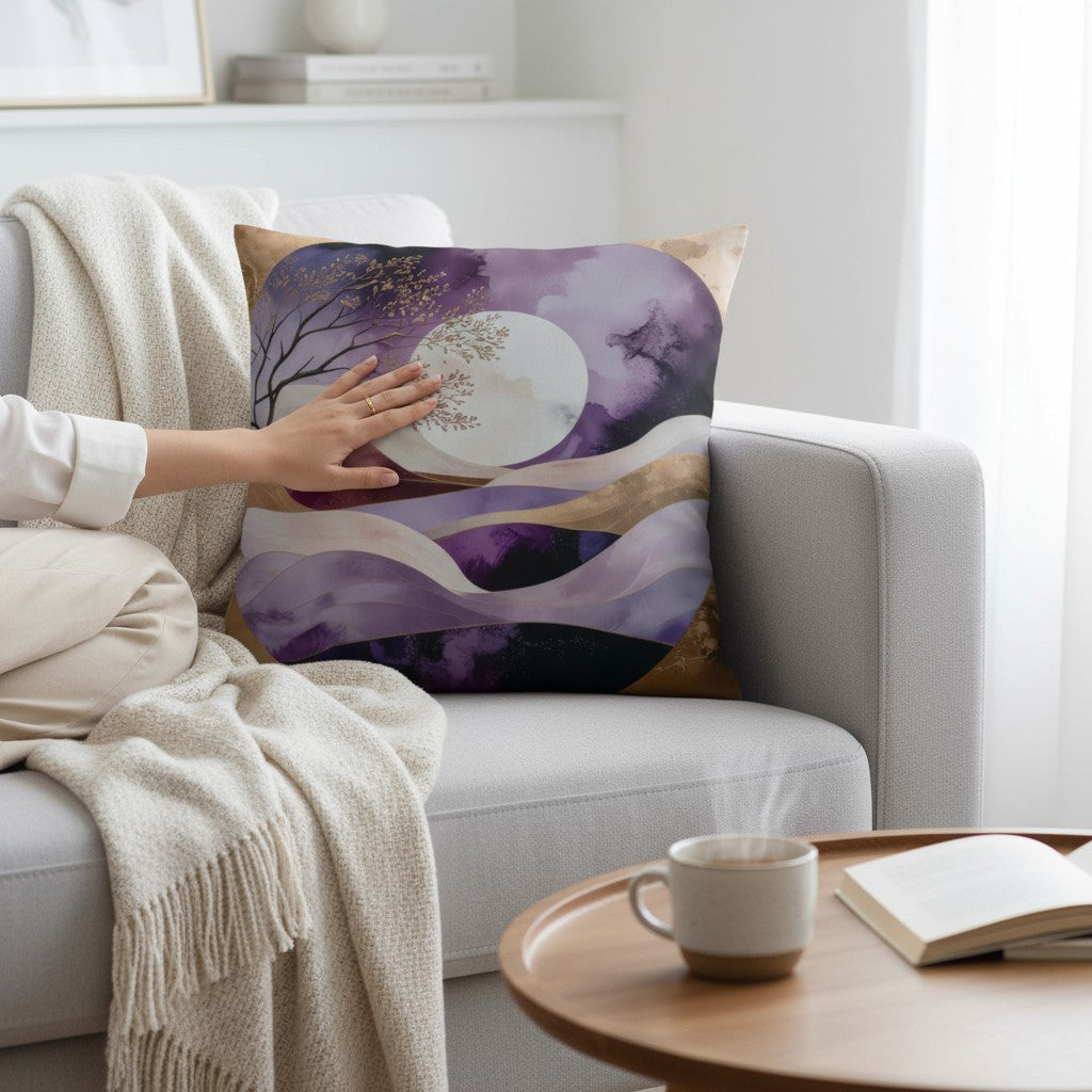 Graphikar Prints® — “Golden Moon Serenity Pillow”