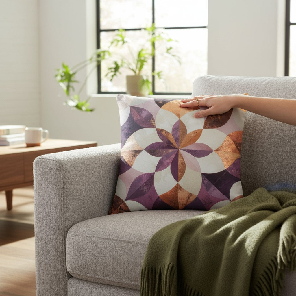 Graphikar Prints® — “Golden Petal Harmony Pillow”