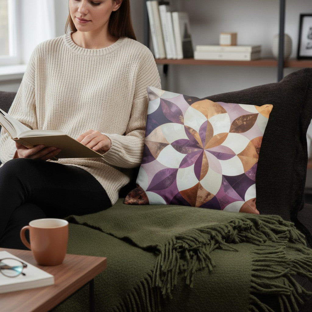 Graphikar Prints® — “Golden Petal Harmony Pillow”