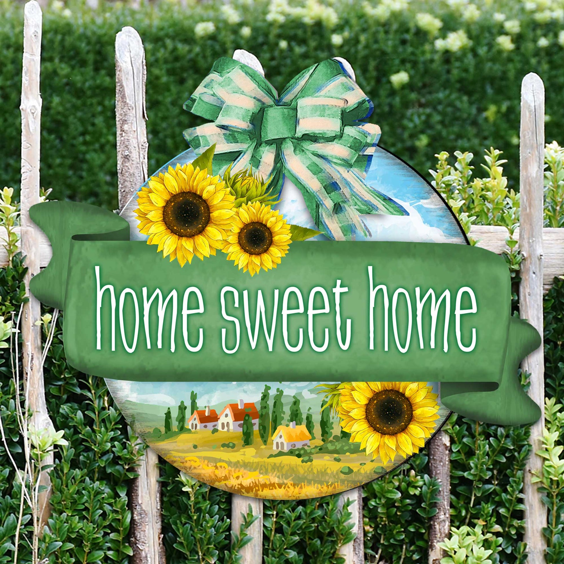 Front door welcome sign Home Sweet Home wreath Main entrance welcome sign - Wooden front porch decor - 933104H-1