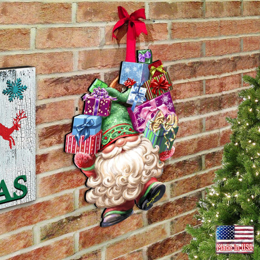 Gift Bag Gnome Wreath Easter Home Decor Large Ornament by D. Gelsinger - Christmas Decor - 8461054H-DG-1